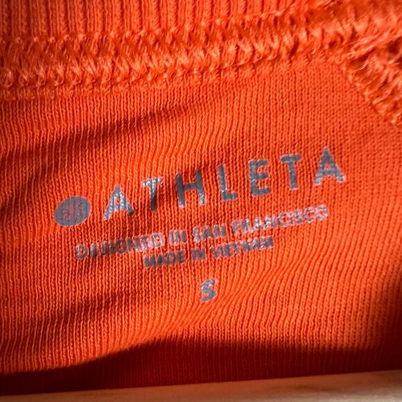 Athleta Sundown Puckered Orange Pullover Crewneck Sweatshirt Size Small - Picture 10 of 10